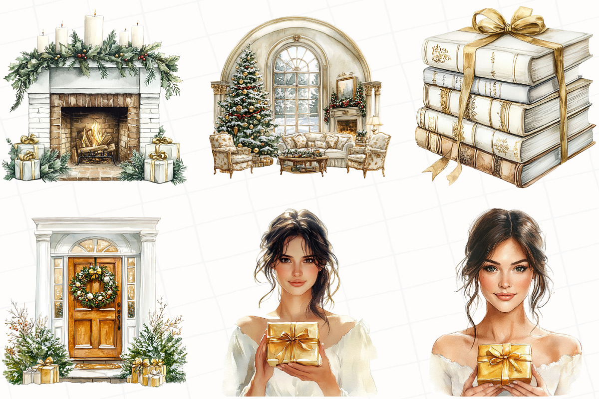 White & Gold Christmas Clipart, an Illustration by OK Design (Photo 5 of 5)