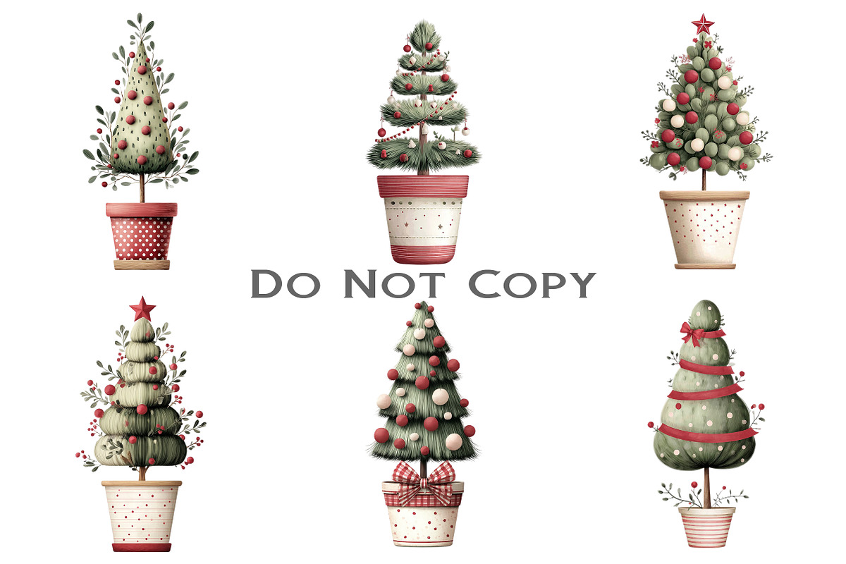 Cute Christmas Topiaries Tree, an Illustration by Craft Nest (Photo 3 of 11)