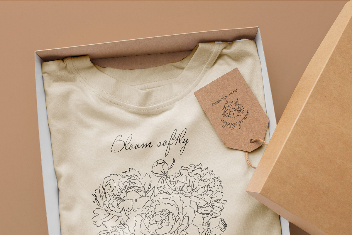 Line Art Peonies Illustrations, a Decorative Illustration by La Petite Line Art (Photo 6 of 11)