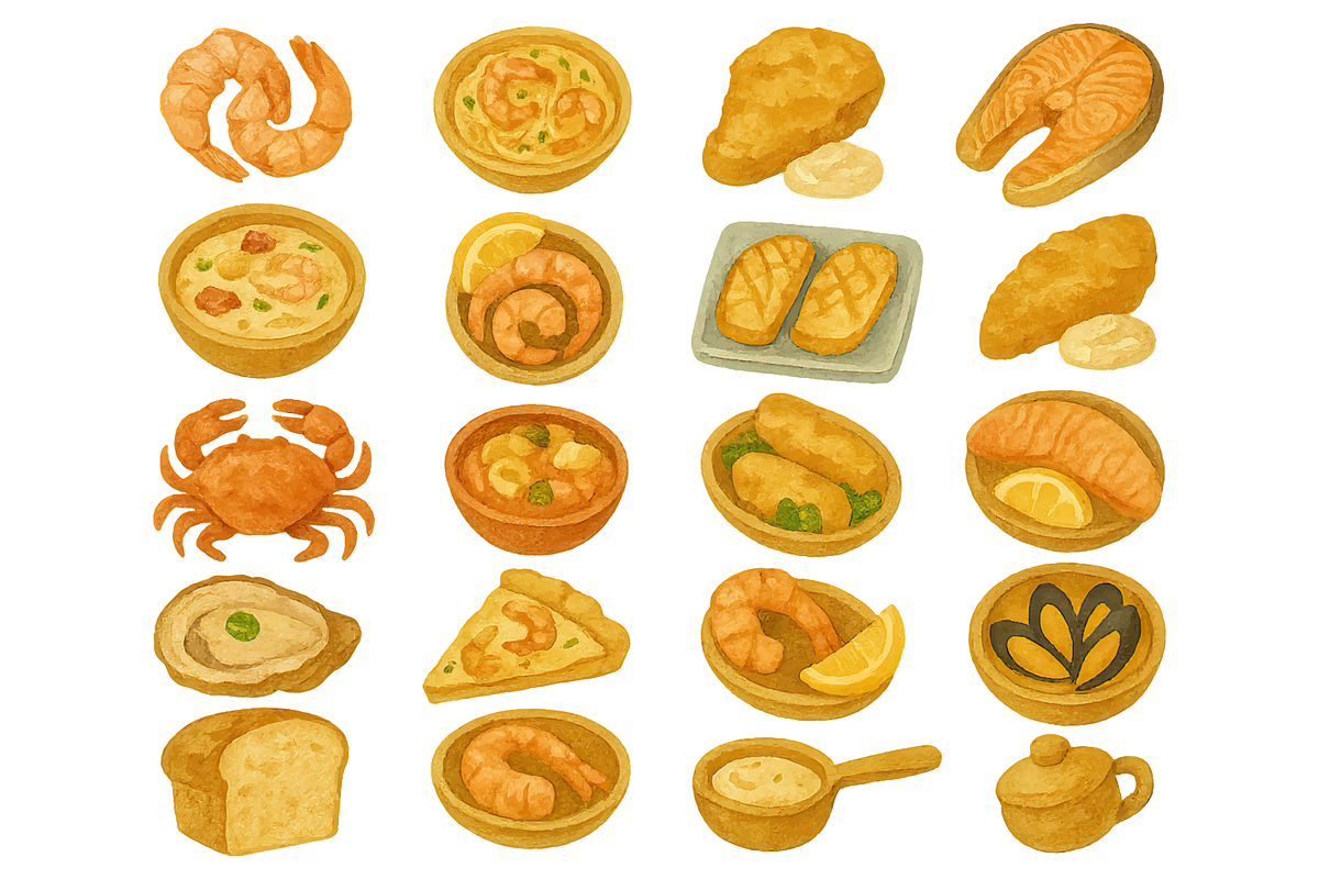 Seafood Dishes Set, an Object Graphic by RT Studio (Photo 2 of 4)