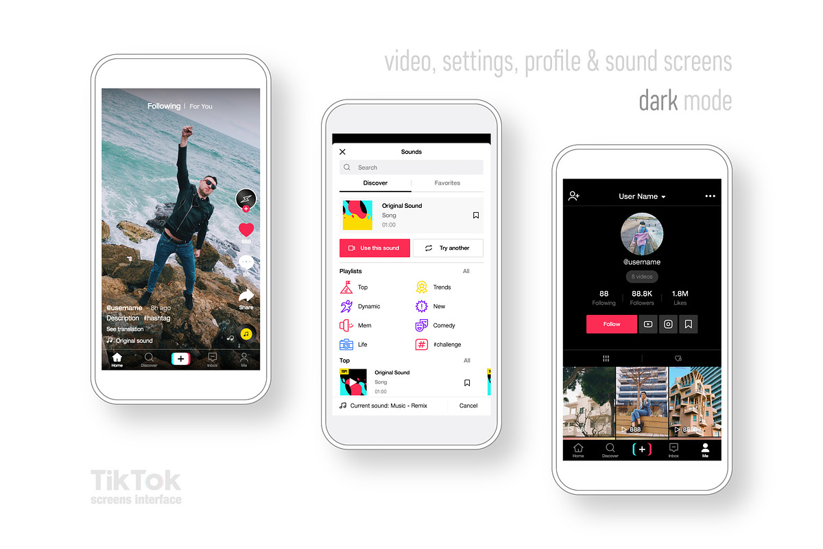 Tik Tok Screens Interface, a Social Media Template by karnofff