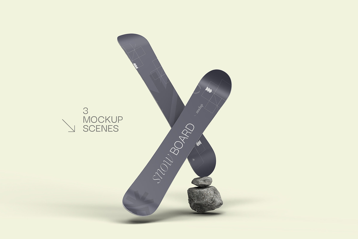 Snowboard Mockup Pack, a Product Mockup by fakhroo (Photo 1 of 5)