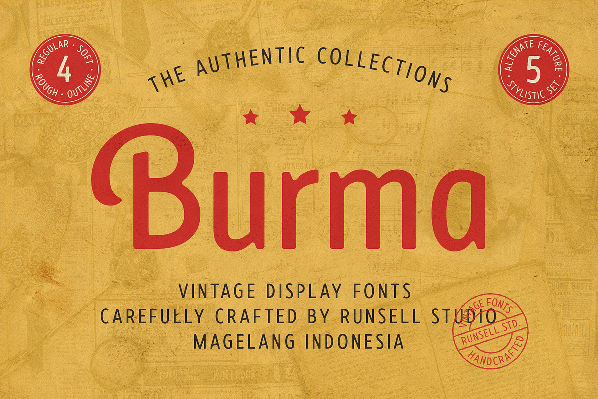 Burma Vintage Font Collection