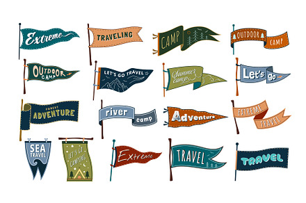 Travel pennants. Summer camp, let go, a Graphic by winwin.art