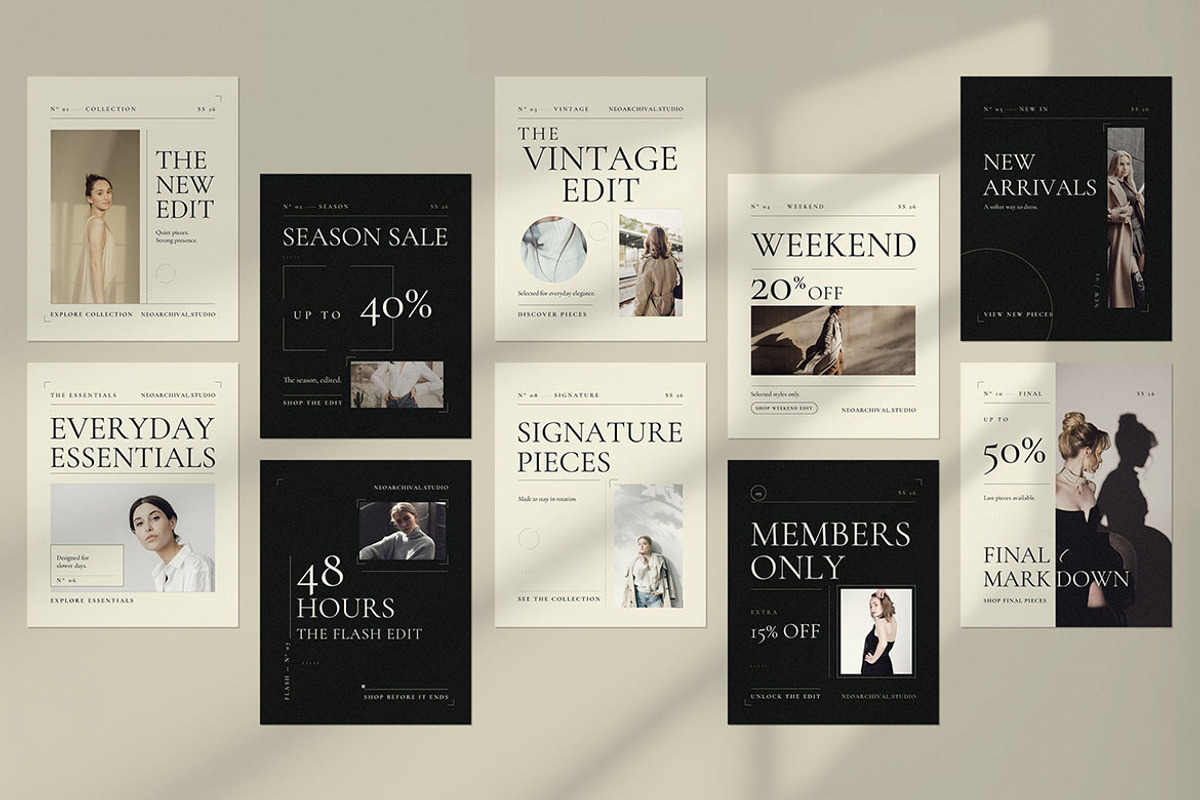 Archival Fashion Instagram Post Pack, a Social Media Template by Pitchlook.Studio (Photo 2 of 3)