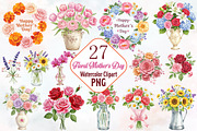 Floral Mothers Day Watercolor Clipar, an Illustration by RobertsArt (Thumbnail 1 of 6)
