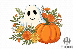 Ghost Pumpkin Autumn Halloween Fall, an Illustration by Designking