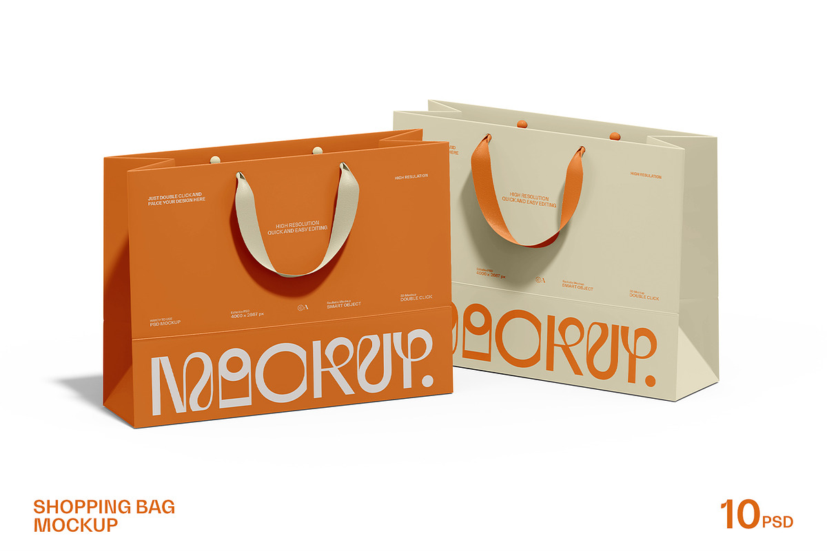 Euro Paper Tote Shopping Bag Mockup, a Packaging Mockup by RamStudio2 (Photo 1 of 16)