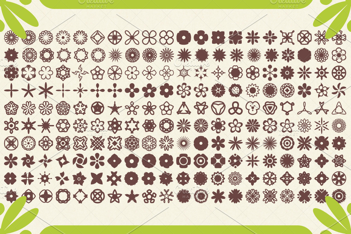 200 Flowers - Vector Shapes Set, a Shape Add-On by pixaroma (Photo 2 of 2)