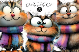 Quirky Cat Funny Kitten Clipart, an Illustration by CreationArt