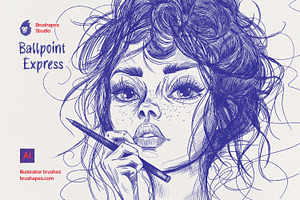 Ballpoint Pen Illustrator Brushes, a Brush Add-On by brushapes.com