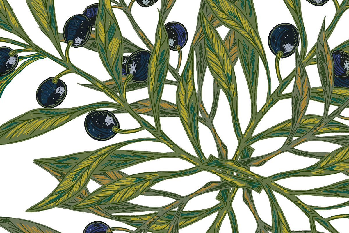 Mediterranean olive branch set, a Pattern Graphic by NayaChu (Photo 8 of 11)