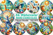 Round Stained Glass Animals Summer C, an Illustration by DreamCafeArt (Thumbnail 1 of 4)