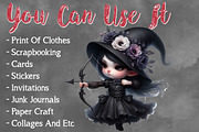 Halloween Witch With Bow Arrow, a Seasonal Illustration by Craft Nest (Thumbnail 5 of 5)