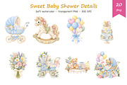 Watercolor Baby Shower Clipart, a Decorative Illustration by BerryPieArt (Thumbnail 3 of 4)