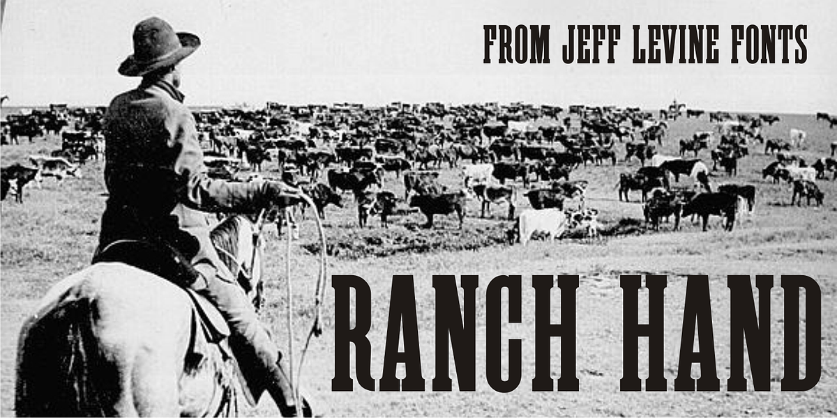 Ranch Hand JNL, a Slab Serif Font by Jeff Levine Fonts