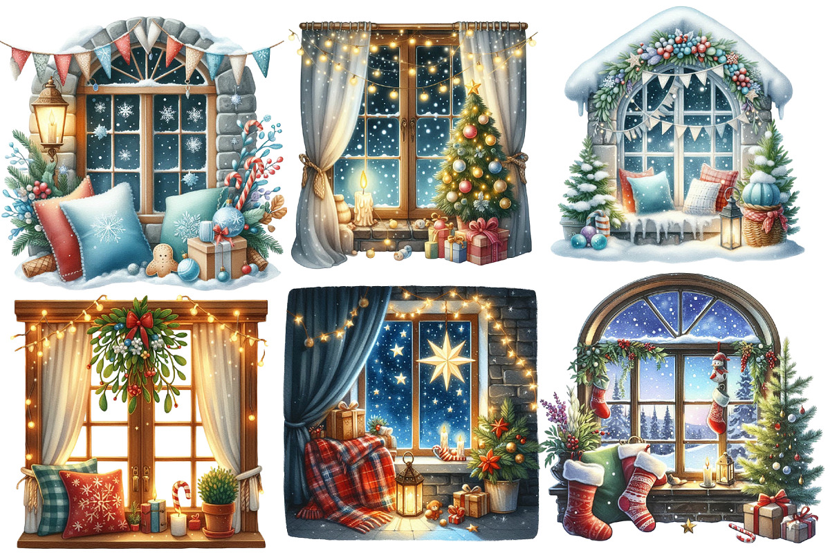 Christmas cozy window clipart, an Illustration by Designworld (Photo 4 of 6)