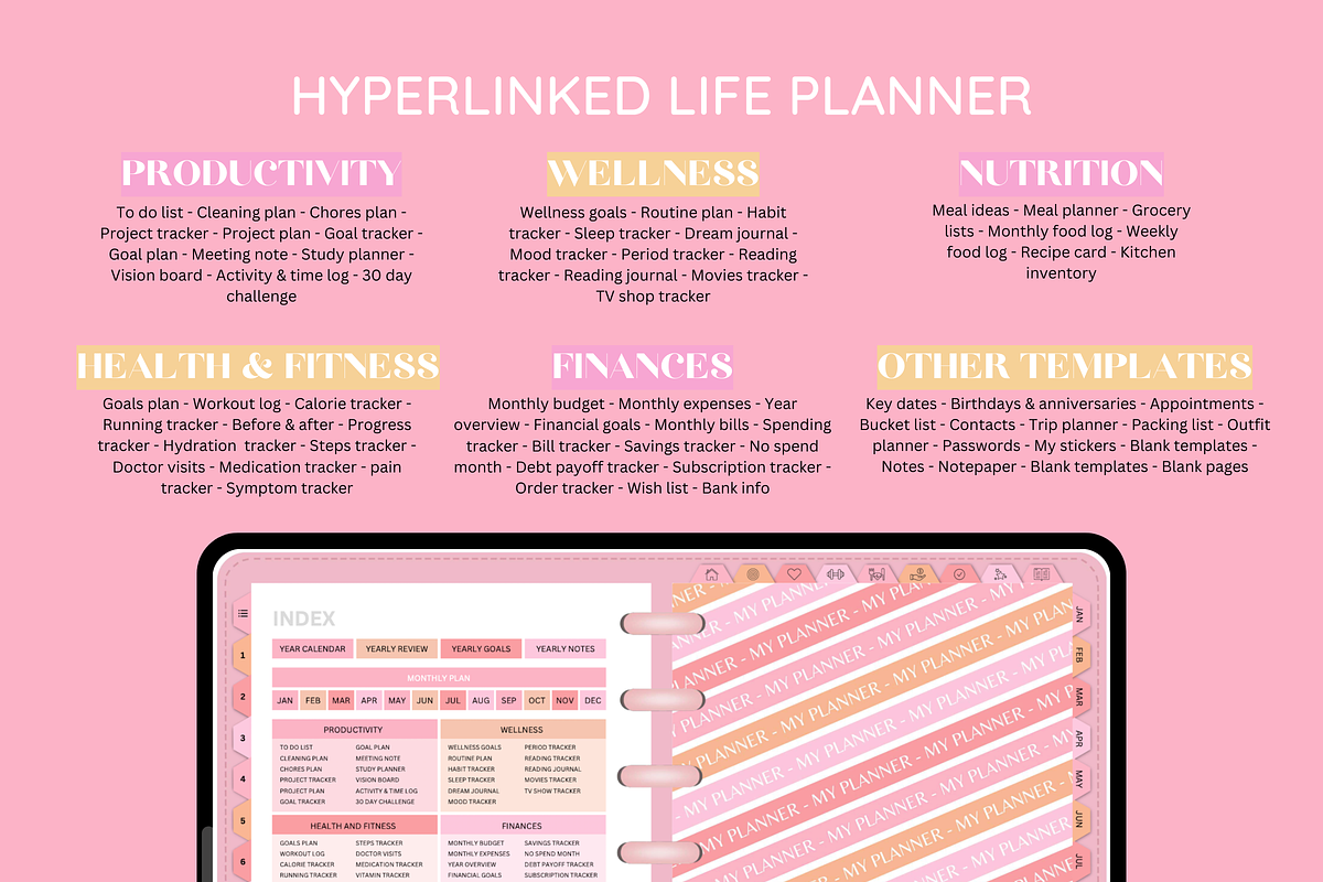 Pastel Digital Planner Mega Bundle, a Templates & Theme by SunshineStudioBoutique (Photo 5 of 11)