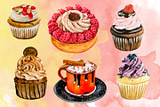 Desserts Watercolor, a Food Illustration by Marge Art (Thumbnail 2 of 2)