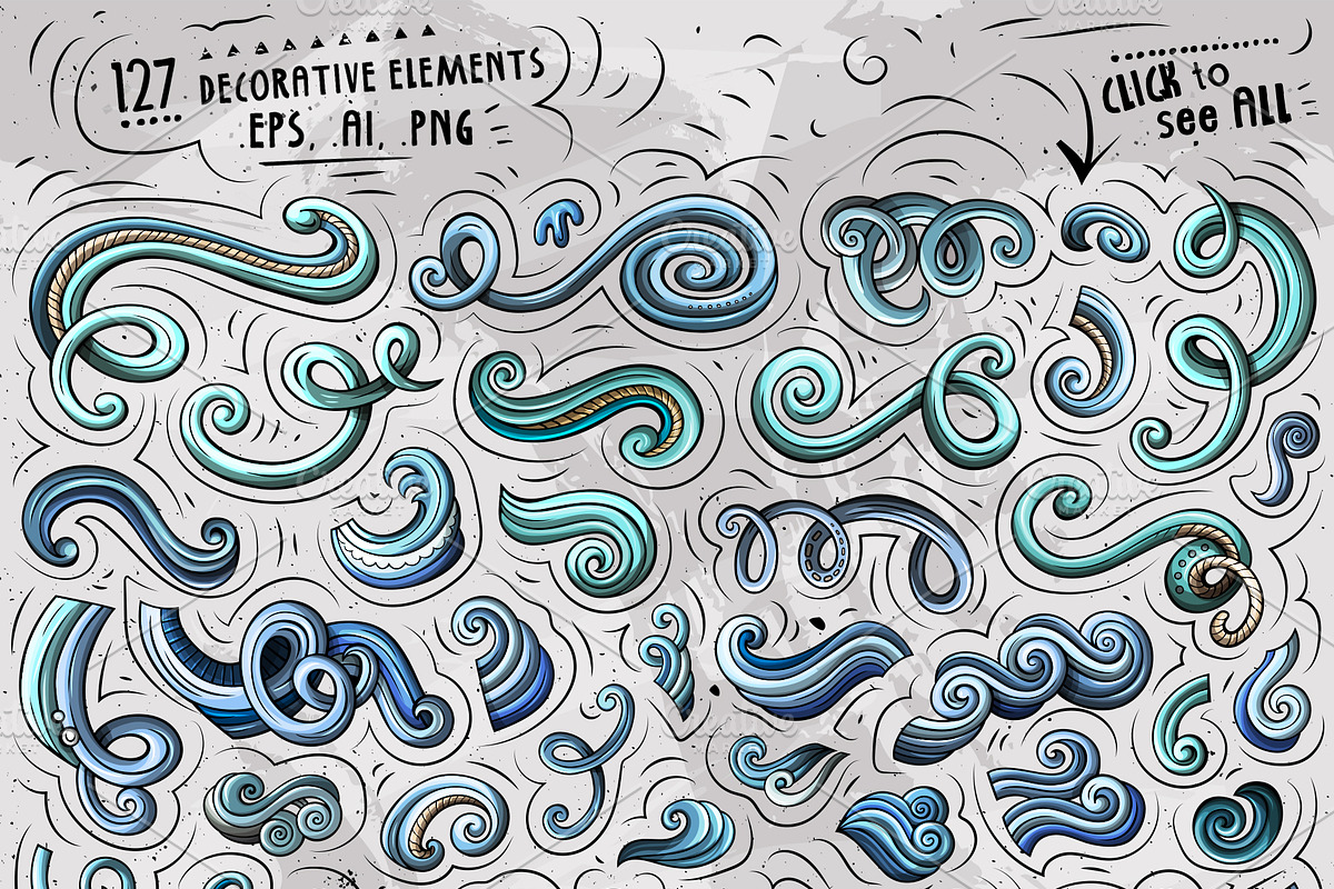 Nautical Cartoon Doodle Pack, a Decorative Illustration by BALABOLKA (Photo 4 of 10)