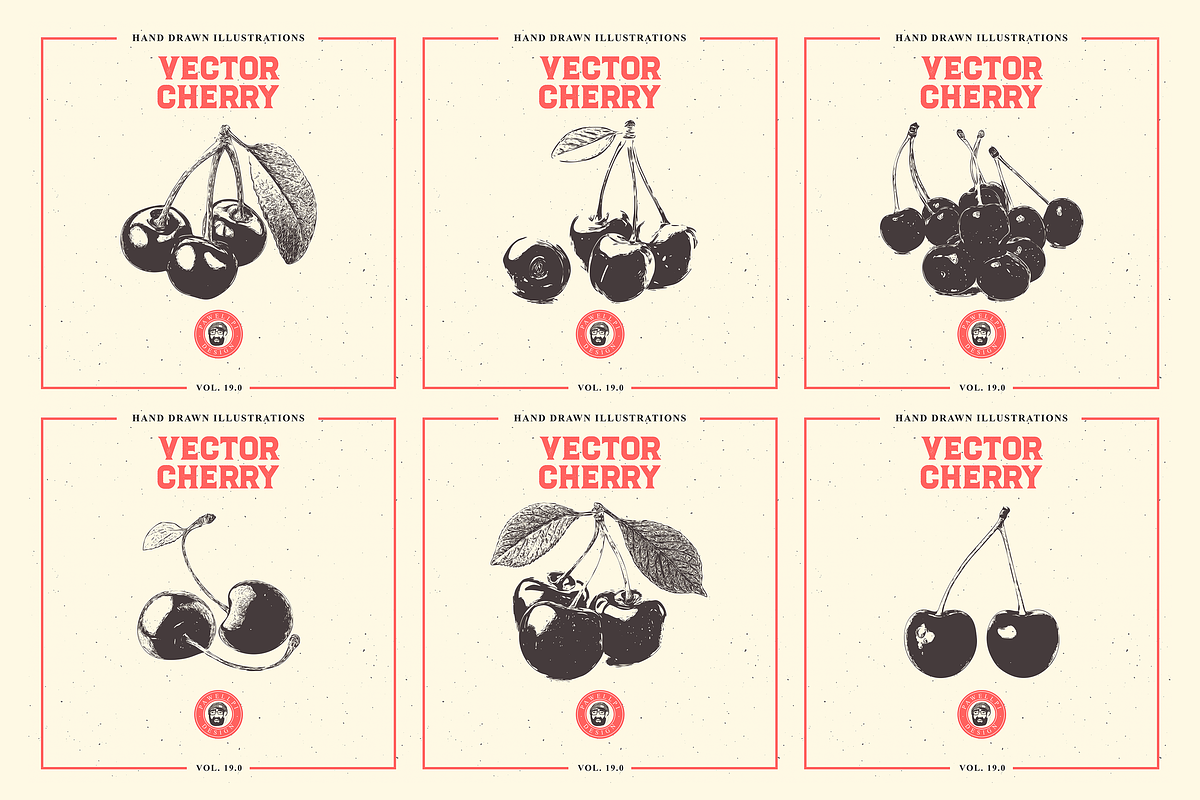 VECTOR CHERRY HAND DRAWN BUNDLE v18, a Food Illustration by pawellpi (Photo 3 of 5)