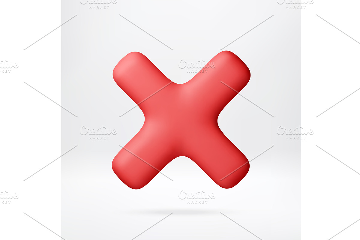 Red cross mark as a 3d icon, an Object Illustration by Abscent