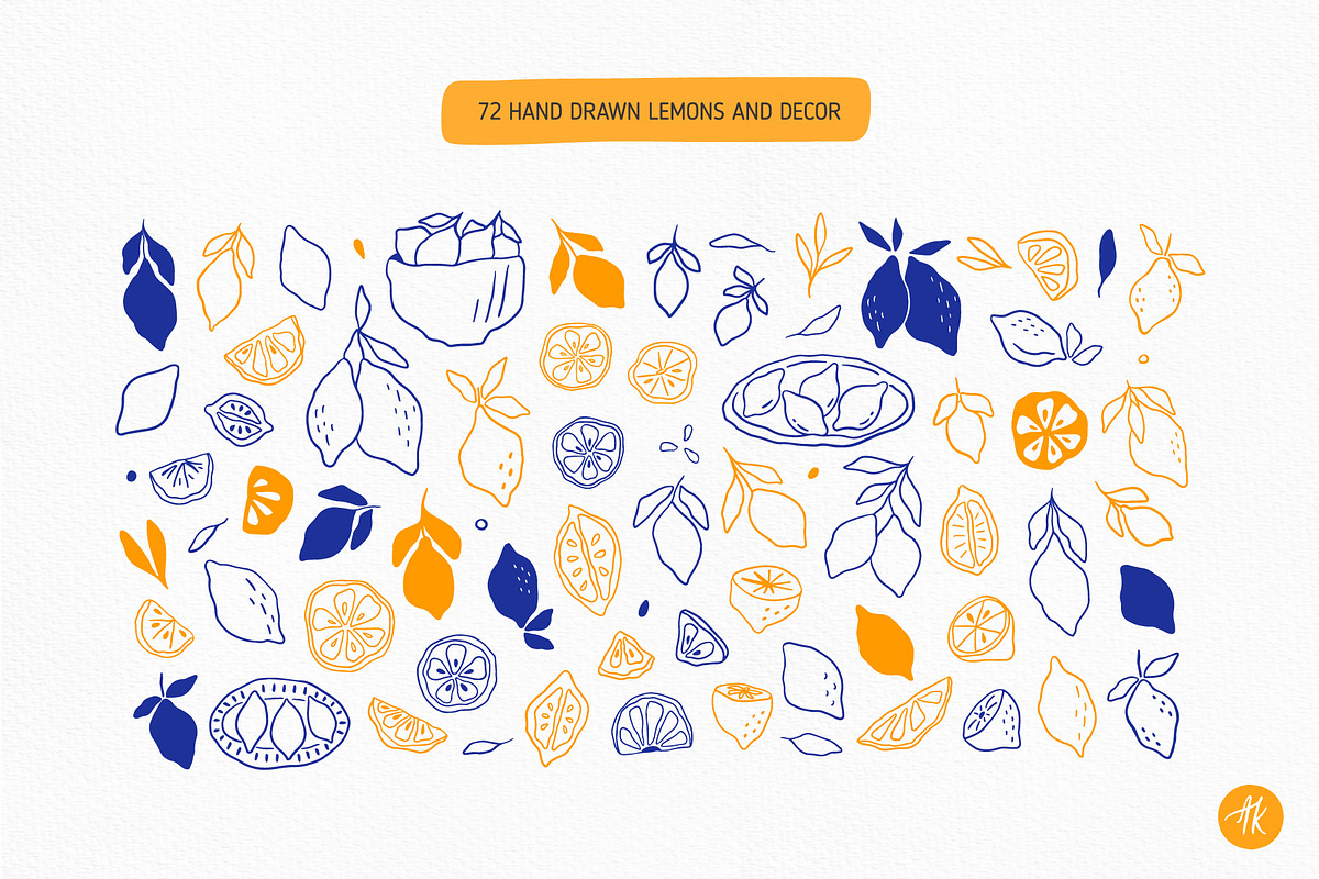 Lemon Summer Hand Drawn Collection, an Object Graphic by Alena Koval (Photo 3 of 18)