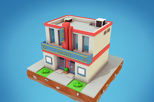 Cartoon Cinema Low Poly 3D Models