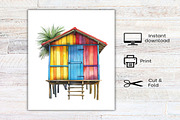 Watercolor Beach Landscape Clipart, an Illustration by Canvas Craft (Thumbnail 7 of 7)