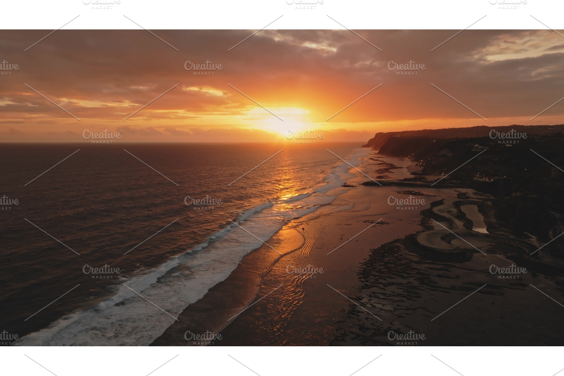 Melasti Beach golden hour aerial, a Nature Photo by Goinyk