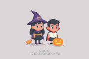 Kids Halloween Witch Vampire Flat, a Seasonal Illustration by Partikusi Design (Thumbnail 2 of 3)