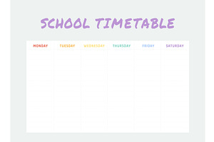 Timetable Template, School Time