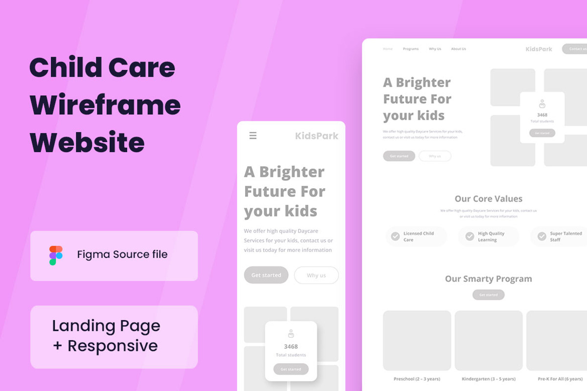 Child Care Wireframe Website, a Websites & App Template by INSPR STD (Photo 1 of 6)
