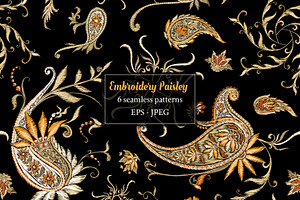 Embroidery Paisley Seamless Pattern