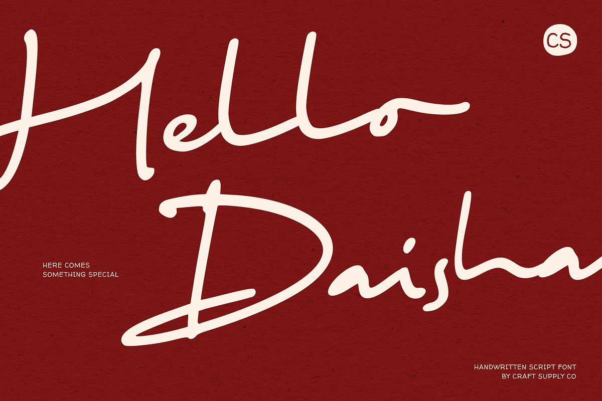 CS Daisha – Handwritten Script Font, a Script Font by Craft Supply Co. (Photo 1 of 8)