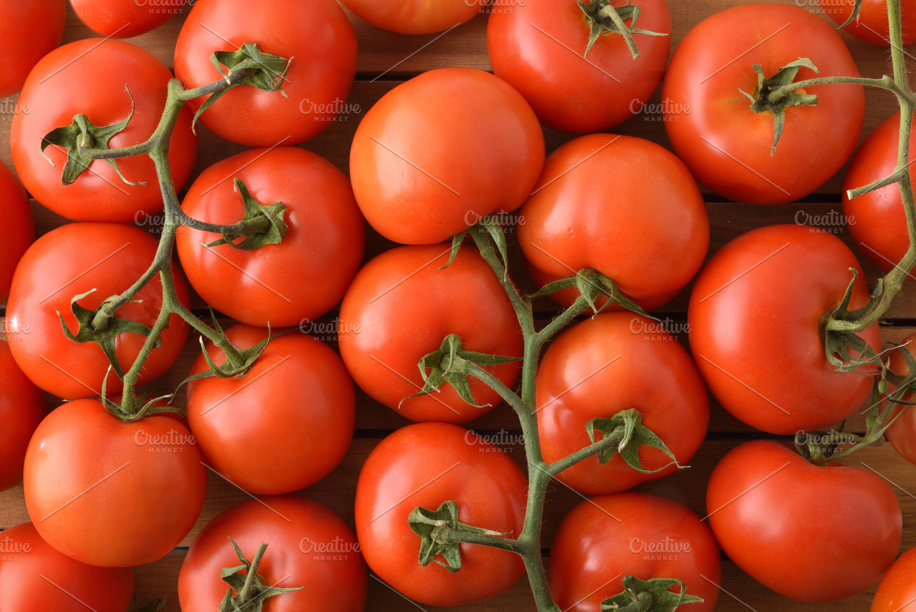 Fresh Tomatoes Background on Wooden Surface, a Food & Drink Photo by Davizro's Market