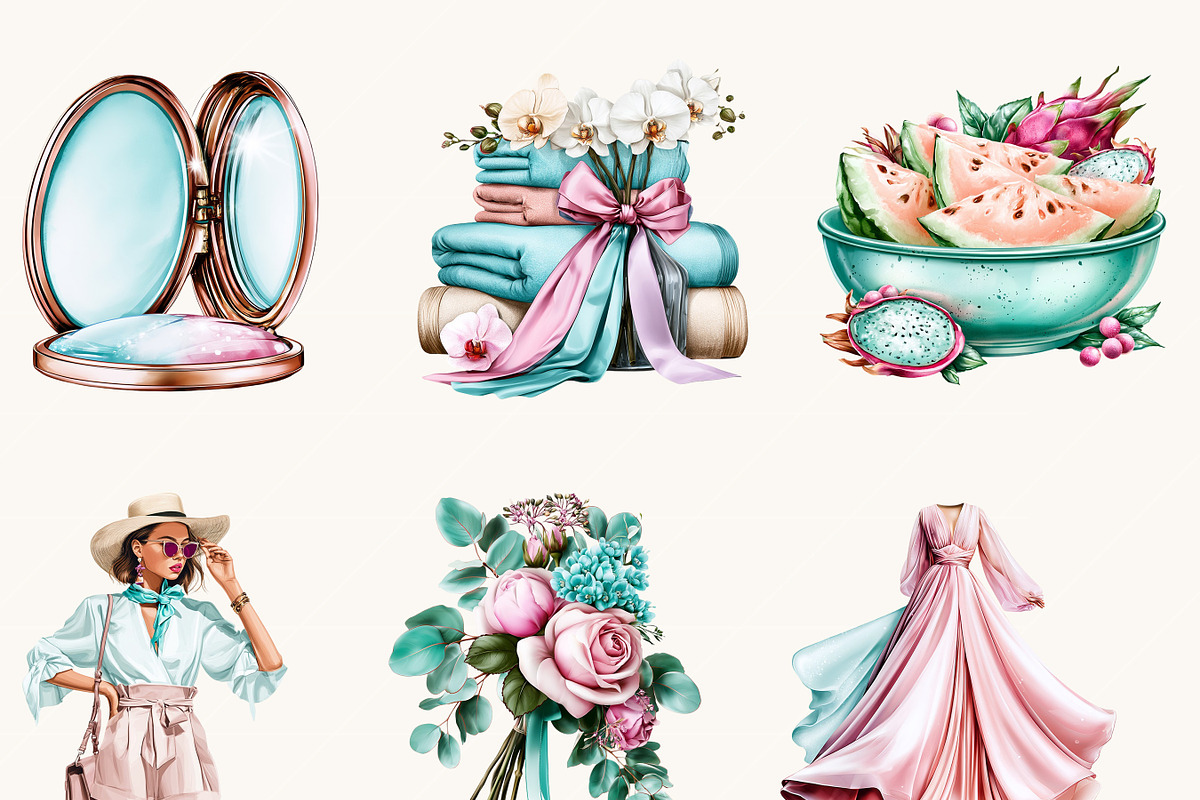 Coastal Glam Clipart Bundle, a Person Illustration by BusyDaydesign (Photo 5 of 9)
