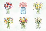 Watercolor Mason Jar Flowers Set, an Illustration by Creative Art (Thumbnail 6 of 9)