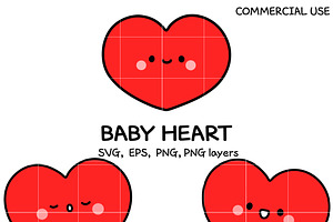 Baby Heart SVG | Cute Kawaii Heart