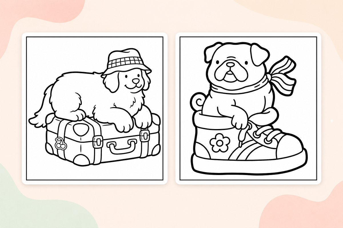 Cozy Dogs Coloring Pages #2, an Animal Illustration by Inkivelle Studio (Photo 2 of 3)