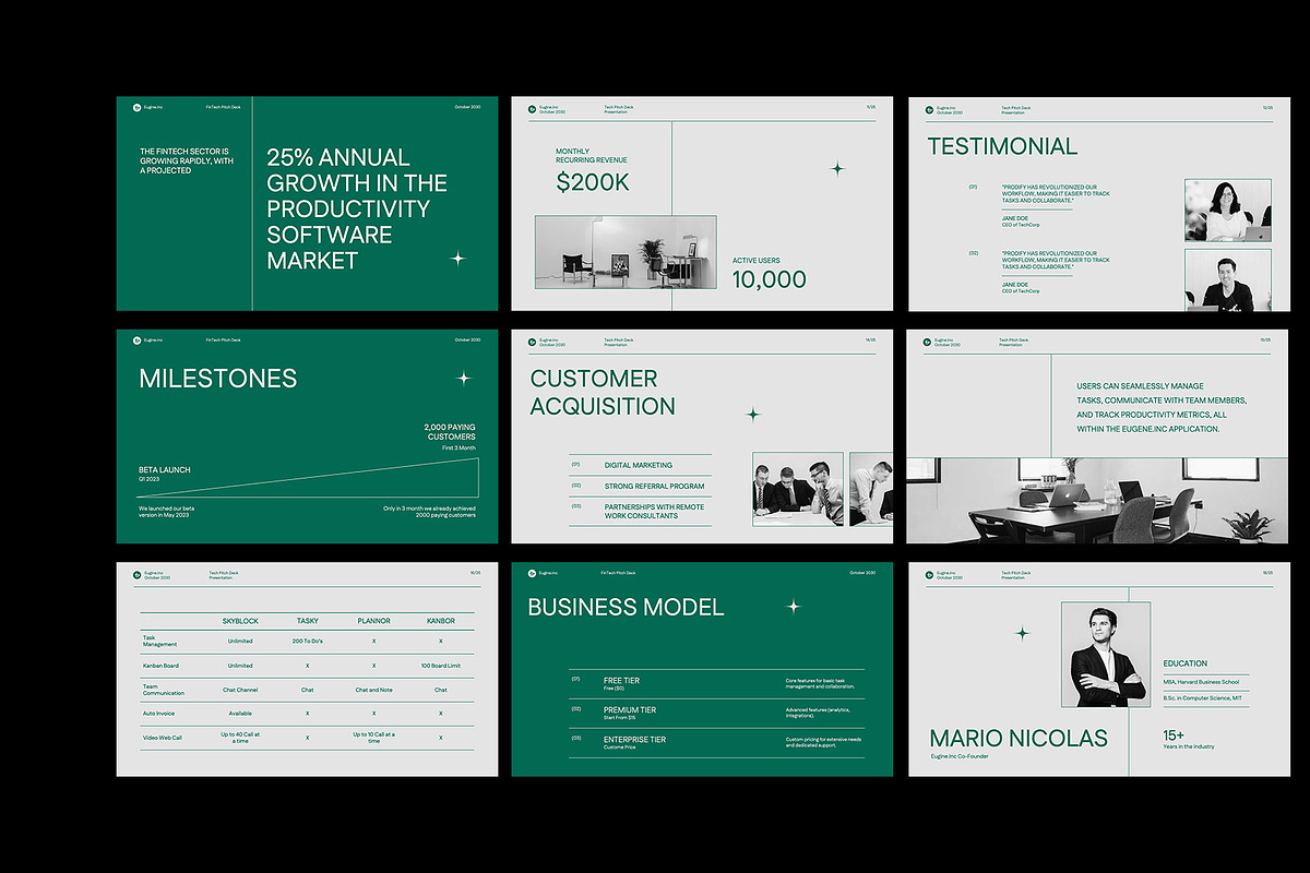 Green Tech Pitch Deck PowerPoint, a Presentation Template by Neermana (Photo 3 of 4)