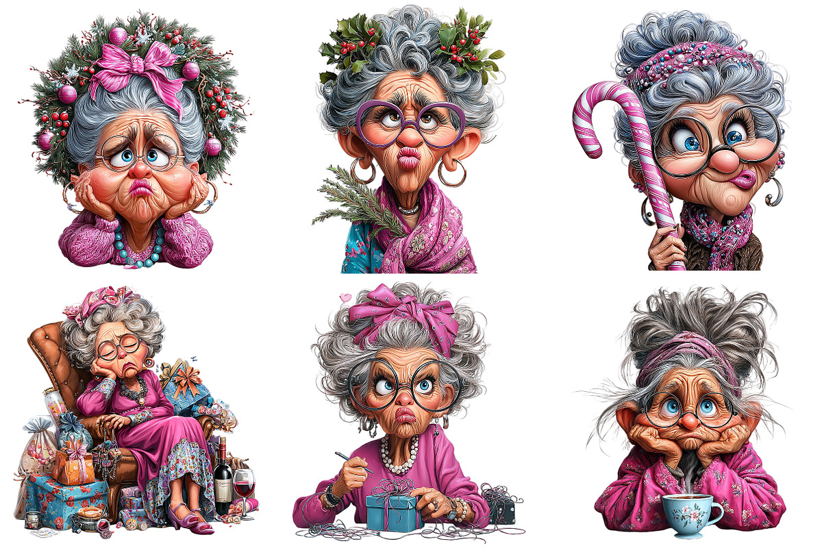 Crazy Old Lady Christmas Sublimation, an Illustration by Craft Nest (Photo 3 of 9)