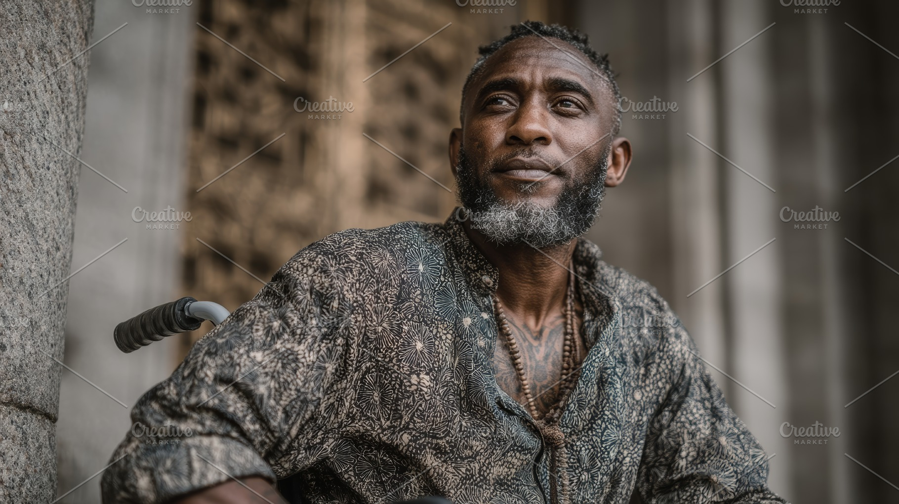 Portrait of black man in casual wear in an urban outdoor location, a Photo by AS photostudio