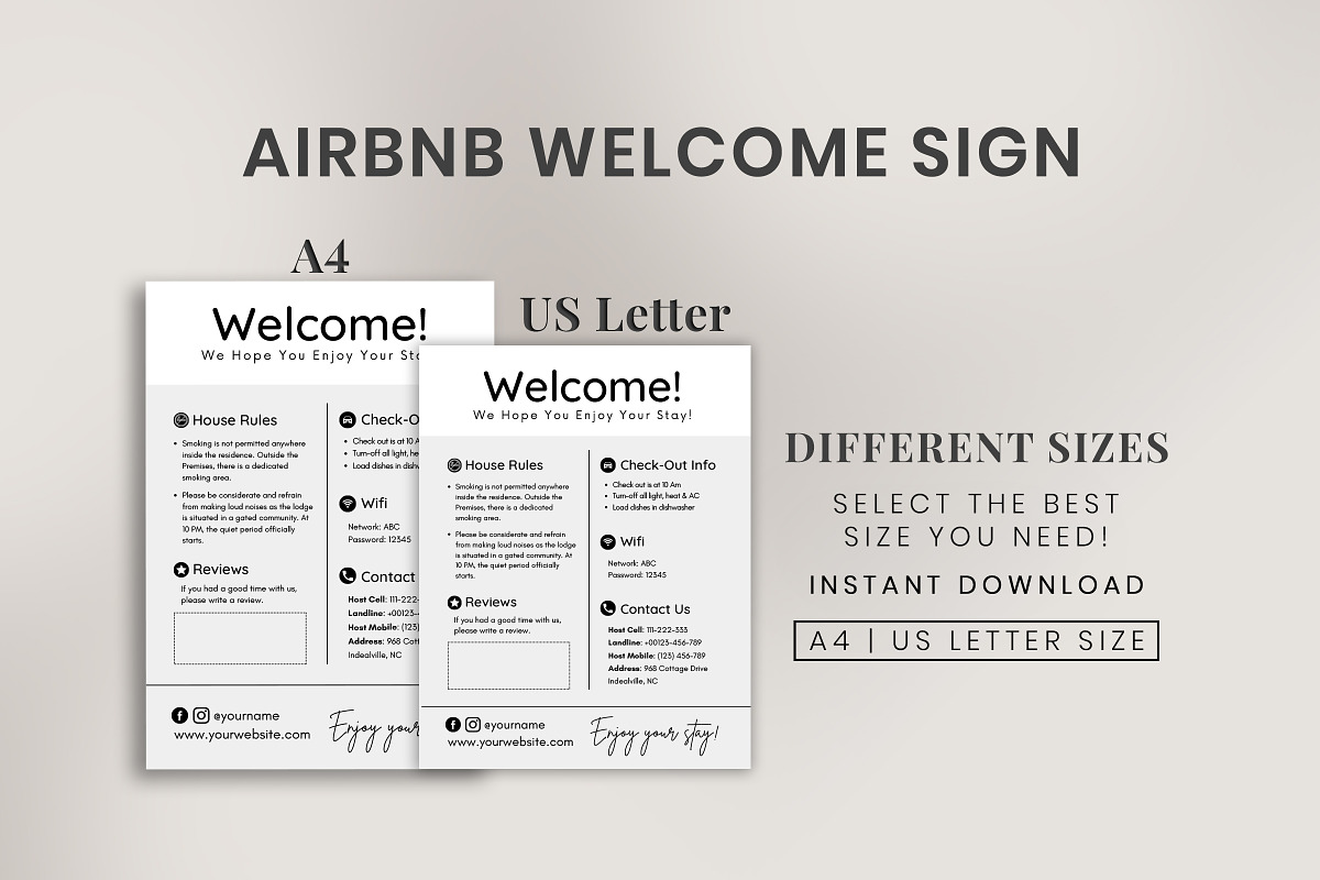 Airbnb Welcome Sign Template, a Templates & Theme by Snapybiz (Photo 9 of 10)