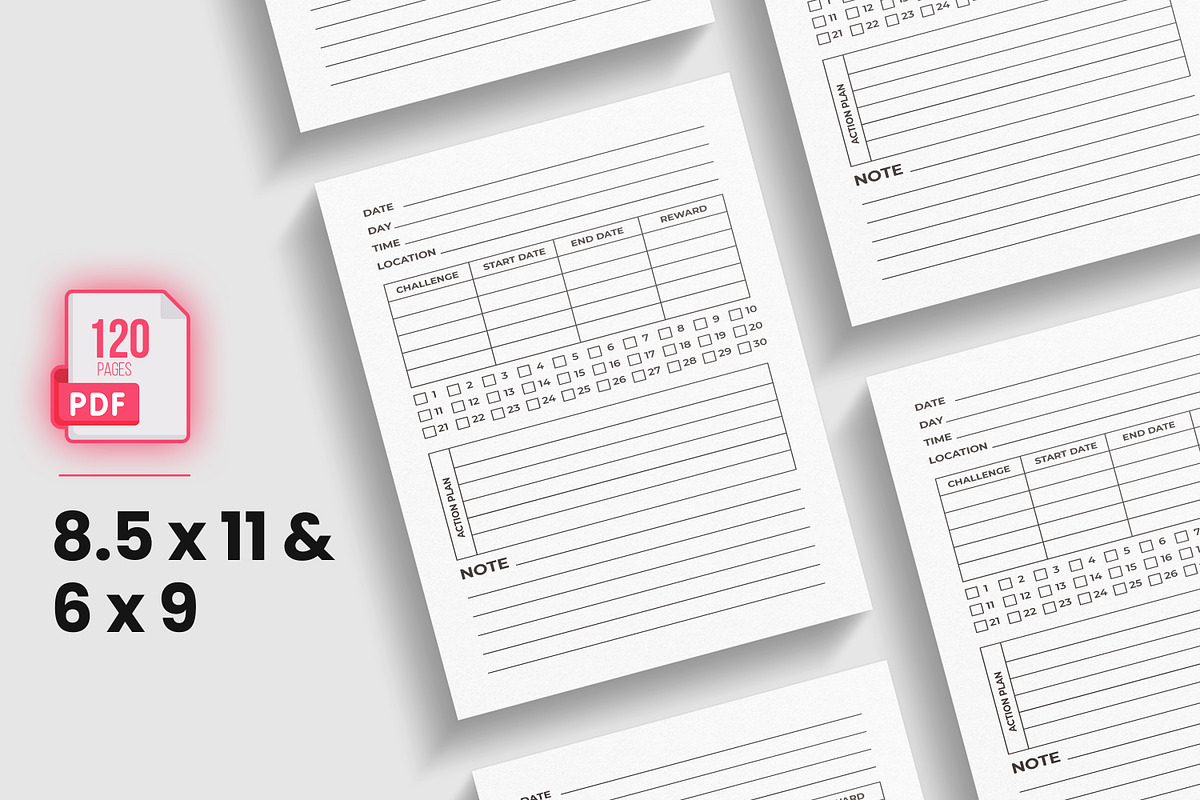 30 Days Challenge Tracker KDP, a Stationery Template by bossdesigner (Photo 3 of 3)