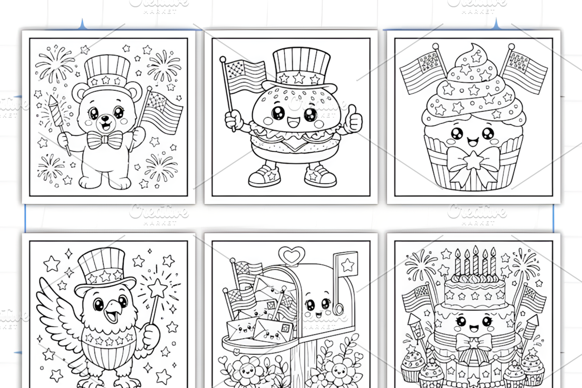 Bold and Easy 4th of July Coloring, a Seasonal Illustration by Coco Bloom (Photo 2 of 8)