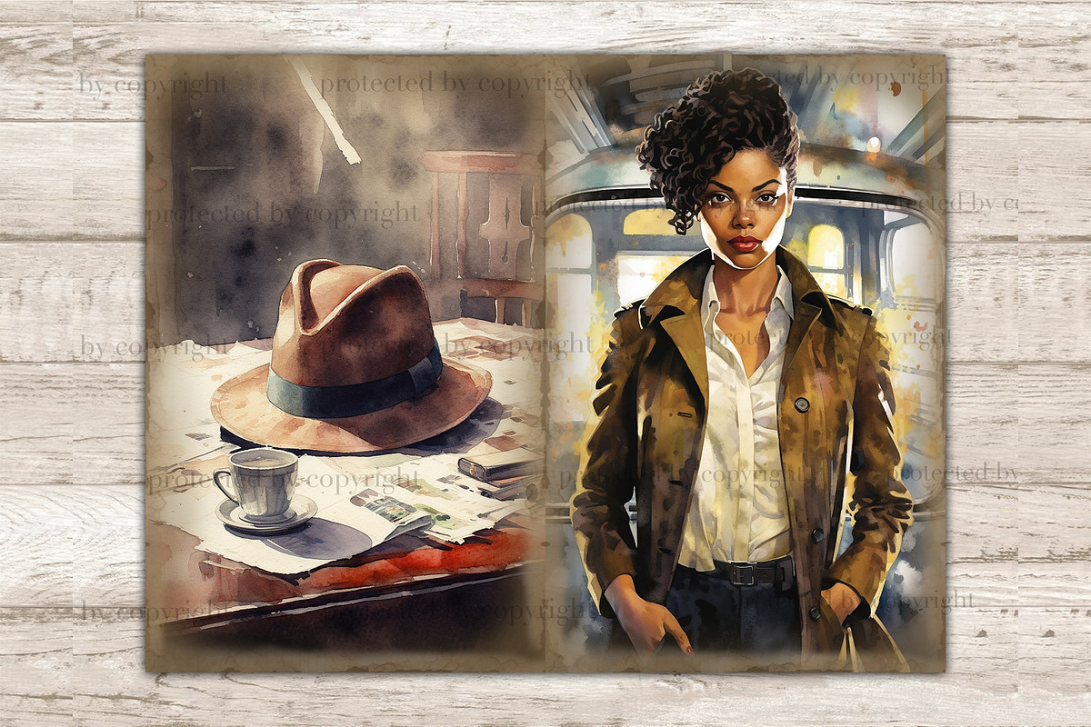 Detective Collage Sheet Black Woman, a Person Illustration by GlamArtZhanna (Photo 7 of 9)
