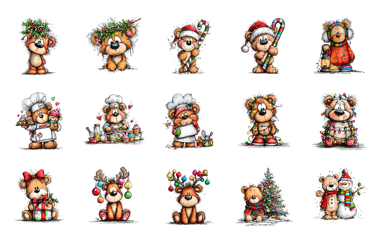 Wishmical Christmas Teddy Bear Clipa, an Illustration by CreationArt (Photo 2 of 5)