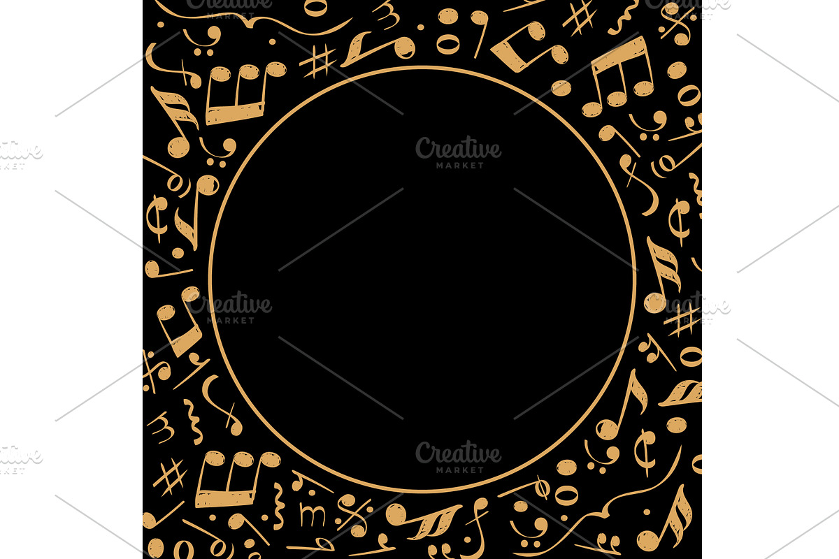 Musical notes. background in circle, an Illustration by Onyx