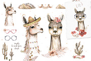 Cute Llama & Guanaco Watercolor Set, an Animal Illustration by Ann Art Houze (Thumbnail 3 of 10)